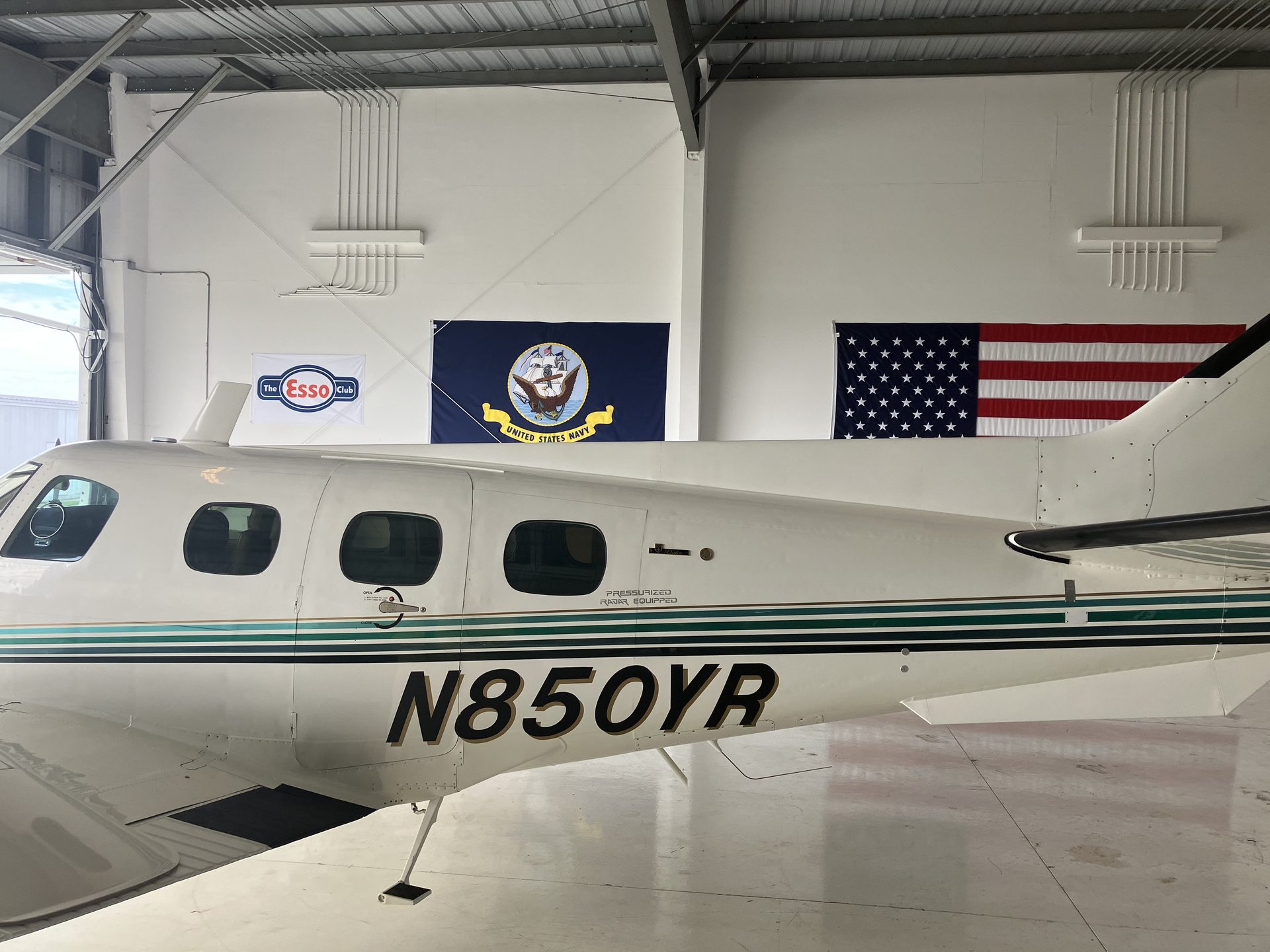 N850YR in hangar